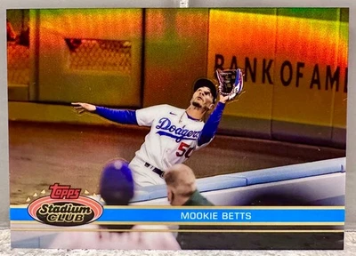 JERSEY # MATCH! 2021 Stadium Club Chrome 1991 Mookie Betts Gold 50/50! LAD (1/1) - Image 1 of 3