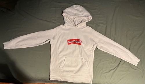 Supreme X Comme Des Garçons CAMICIA scatola logo felpa con cappuccio bianca