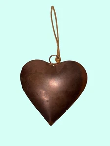 Corazón colgante grande cobre rústico cobre decoración del hogar 6" primitivo - Imagen 1 de 2