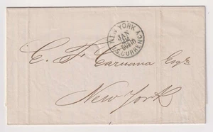 E4839: 1845 New York, NY US Currency Due 10 Stampless Cover - Picture 1 of 1