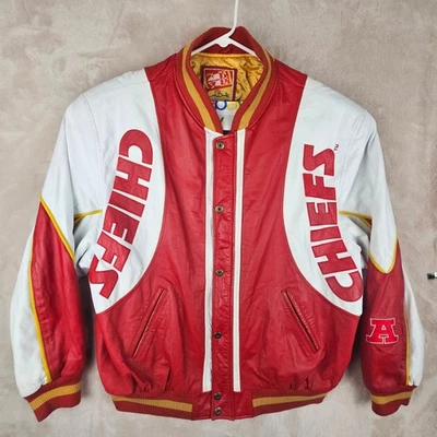 De Colección Carl Banks G-III Chiefs Chaqueta de Bombardero de Cuero para Hombres 4X Rojo Blanco Amarillo NFL Foto 1 de 4