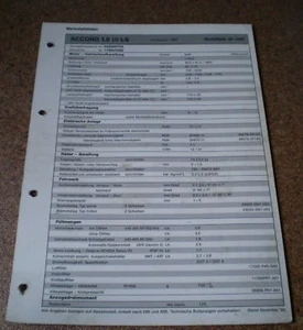 Hoja De Inspección Honda Accord 1.8 I/I LS Desde 1996! - Imagen 1 de 1