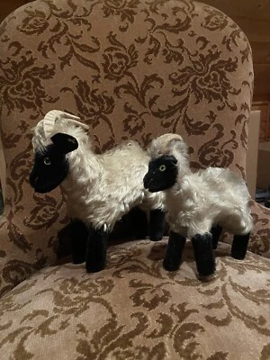 X2 Lot Vintage Steiff Mountain Goat Ram Snucki Mohair Plush Glass Eyes Germany - Image 1 of 4
