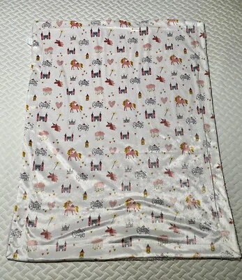 Minky Throw Baby Blanket Unicorn Princess Plush Soft - Image 1 of 4