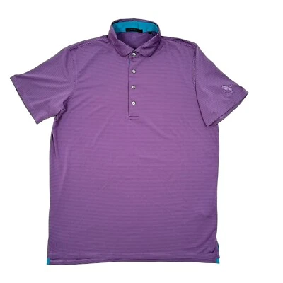 Greyson Golf Polo Shirt Mens Size Large Purple Striped Performance Stretch - Image 1 of 4