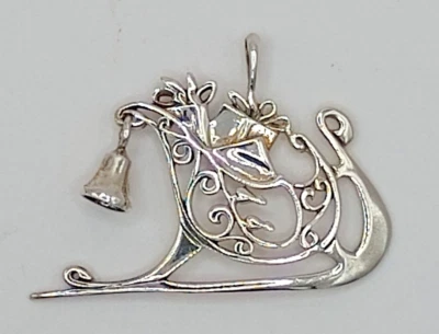 TRINEO DE NAVIDAD ESTERLINA SANTA CLAUS CON CAMPANA COLGANTE/ORNAMENTO JEZLAINE Foto 1 de 3