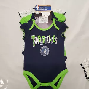 Body Creeper NBA ufficiale Minnesota Timberwolves set 3 pezzi bambino neonato - Foto 1 di 5