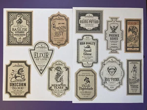 Potion Bottles Labels Stickers Halloween Apothecary Like Harry Potter Wizzard - Picture 1 of 12