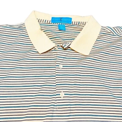 Fairway & Greene Pureformance XXL 2XL Yellow Short Sleeve Blue Striped Golf Polo - Image 1 of 4
