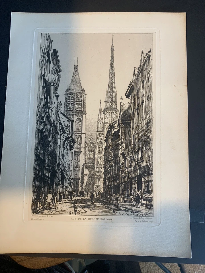 GRAVURE/EAU FORTE.ROUEN.RUE DE LA GROSSE HORLOGE.MAXIME LALANNE.1882. - Photo 1/1