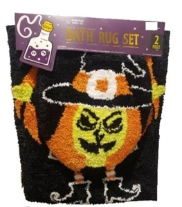 HALLOWEEN WITCH TOILET SEAT COVER & CONTOUR RUG SET OF 2 BONEYARD BATH CO.~NEW - Picture 1 of 3