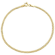 14K Yellow Gold 2mm Solid Plain Curb Cuban Link Anklet / Bracelet 7 - 10 Inches