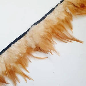 1 Meter Rooster Feather boa Trimmings Fringe Trim Sewing 8-11cm light tan brown - Picture 1 of 2