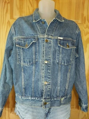 Jaqueta jeans vintage Guess by Georges Marciano com logotipo verde raro tamanho 20 Lg - Imagem 1 de 4
