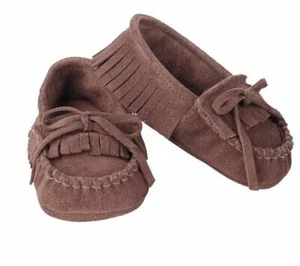 Mud Pie Forest Friends Baby Boy Brown Genuine Leather Moccasins Shoes 153A008 - Picture 1 of 2