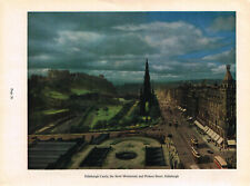 Edinburgh Castle Scott Monument Princes Street Scotland Picture Print 1956 CS#26