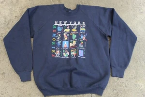 Sudadera De Colección Nueva York Ciudad de Nueva York Gráfico Turístico EE. UU. Azul Marino Cuello Redondo Talla XL - Imagen 1 de 6