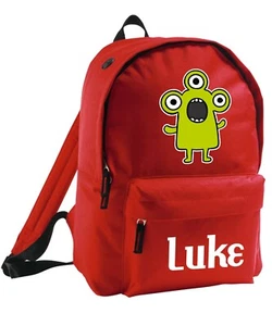 Kinder Alien Rucksack personalisiert Tasche Rucksack Name hinzufügen Weltraum UFO Jungen Schule - Bild 1 von 12