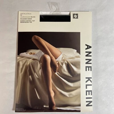 Pantimedias Anne Klein pulidas negras transparentes Queen 2X Control superior punta reforzada Foto 1 de 4