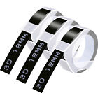 3× für DYMO LabelMaker 3D-Prägung Kunststoff-Etikettenband A521209 Schwarz 12mm