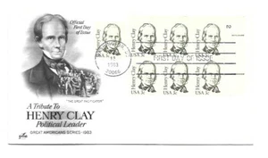 1846 3c Henry Clay ArtCraft plate block FDC - Picture 1 of 1