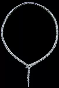 9Ct Moissanite Serpentine Necklace Choker 14K White Gold Plated 925 Silver - Picture 1 of 5