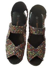 Bernie Mev Colorful Woven Flex Sole Open Toe Shoes Pre Owned 38 Size 8 - Picture 1 of 3
