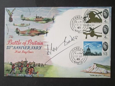 SIGNED BY DOUGLAS BADER FIRST DAY COVER- Battle of Britain 25th Anniversary 1965 - Image 1 of 4