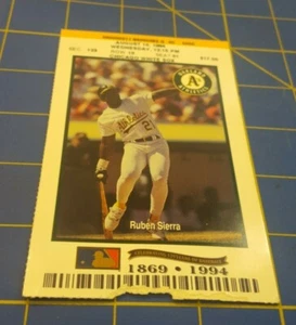 August 10, 1994 Oakland A's Ticket - Ruben Sierra. Chicago White Sox. - Picture 1 of 12