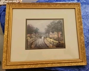 Thomas Kinkade Lightpost HOME FOR THE HOLIDAYS Matted Framed Print 11"x 10 - Picture 1 of 6