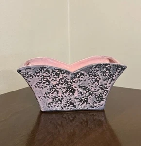 MCM Vintage McCoy Art Pottery Pink Blue Brocade Splatter 7.5” Tulip Planter USA - Picture 1 of 11