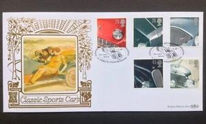 Juego de autos deportivos clásicos GB Benham dorado 1996 en cubierta del primer día, Malvern envío directo - Imagen 1 de 2