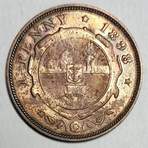 1898 South Africa One Penny Low Mintage Bronze Coin - Picture 1 of 4