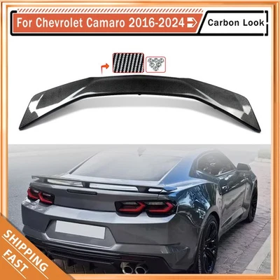 For 2016-2024 Chevy Camaro RS SS ZL1 Rear Trunk Spoiler Wing Carbon Fiber Look - Image 1 of 4