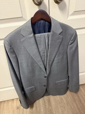 Suitsupply 套装男式 38L 裤子 34 灰色羊毛 VBC Blueline 双扣那不勒斯 — 第 1/4 张图片