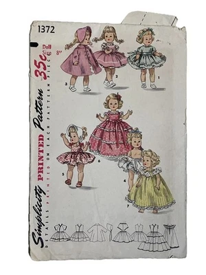 1950s Vintage Simplicity Sewing Pattern 1372 8 Inch Ginny Doll Clothes Set UNCUT - Image 1 of 2