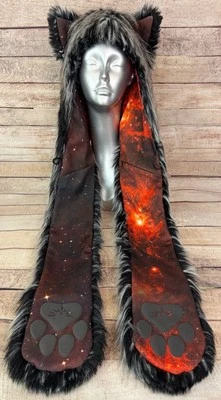 Authentic SpiritHoods Night Fox Galaxy CE Faux Fur Spirit Hood Hat Rare - Image 1 of 4