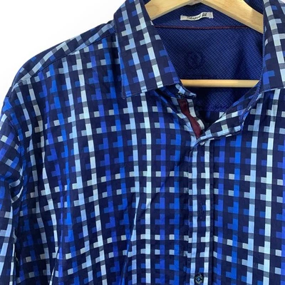 Bugatchi Uomo Mens XL Long Sleeve Button Up Shirt Shaped Fit  Blue - Image 1 of 4