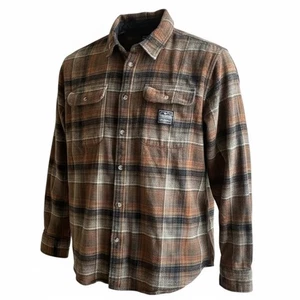 Camisa abotonada de franela a cuadros marrón talla 2XL para hombre camping al aire libre senderismo - Imagen 1 de 7