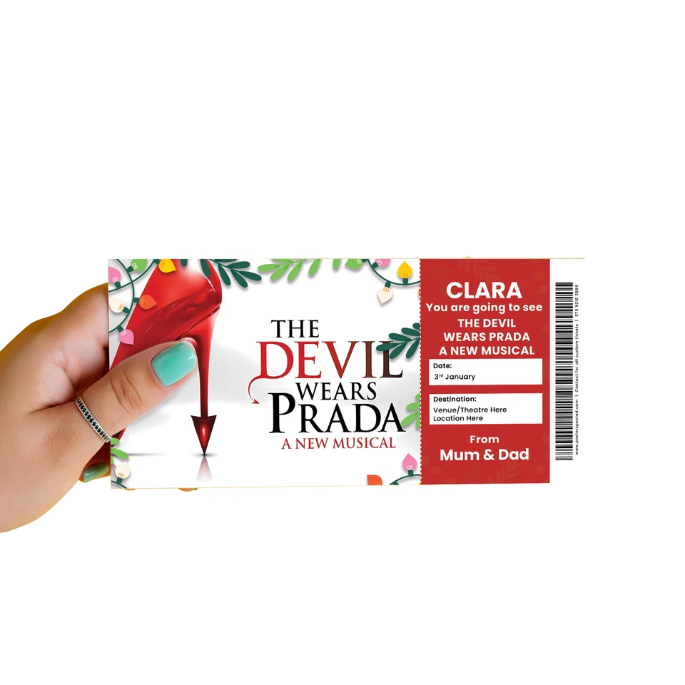 THE FINE PAPERHOUSE The Devil Wears Prada Musical Gift Ticket Personalised Christmas Present Gift
