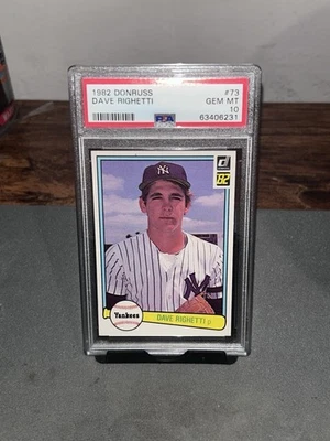 1982 Donruss Baseball MLB Dave Righetti New York Yankees #73 PSA 10 Giants - Image 1 of 3