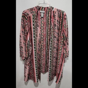 Catherines Top Sz 3X Open Style Kimono Sleeves Colorful Print Lightweight 26/28W - Picture 1 of 19