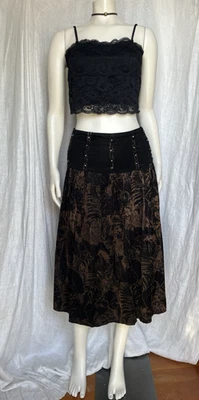 Vintage Gothic Lolita Fairy Grunge Skirt Black Brown Corduroy Autumn Witch Sml 4 - Image 1 of 4
