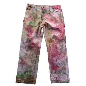 Dickies Mens Cargo Work Pants Size 38x30 Multicolor Straight Leg Tie-Dye Hippie - Picture 1 of 12