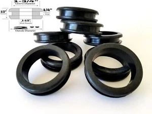 Pack of 8 Rubber Grommets: 1-1/2" Inside Diameter - 1/4" Groove Width - Fits 1-3 - Picture 1 of 5