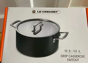 LE CREUSET 20CM PROFESSIONAL HARD ANODISED DEEP CASSEROLE WITH LID (BNIB) - Picture 1 of 3
