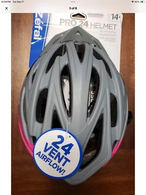 Casco Mujer Rosa Gris Pro 24 24 Flujo de Ventilación 14+ Bicicleta ZEFAL Gear Casco NUEVO Foto 1 de 4