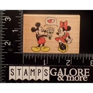 Estampillas de goma estampidas 390D Disney Mickey Mouse MINNIE LOVE FLOWERS CORAZÓN #W24 - Imagen 1 de 2