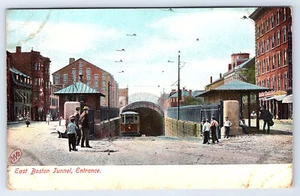 Boston Mass East Boston Tunnel Entrance Street Trolley old Postcard B867 - Picture 1 of 2