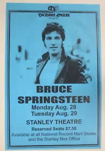 Poster concerto Bruce Springsteen 11"X17" Stanley Theatre Pittsburgh 28/08-29 78 - Foto 1 di 1